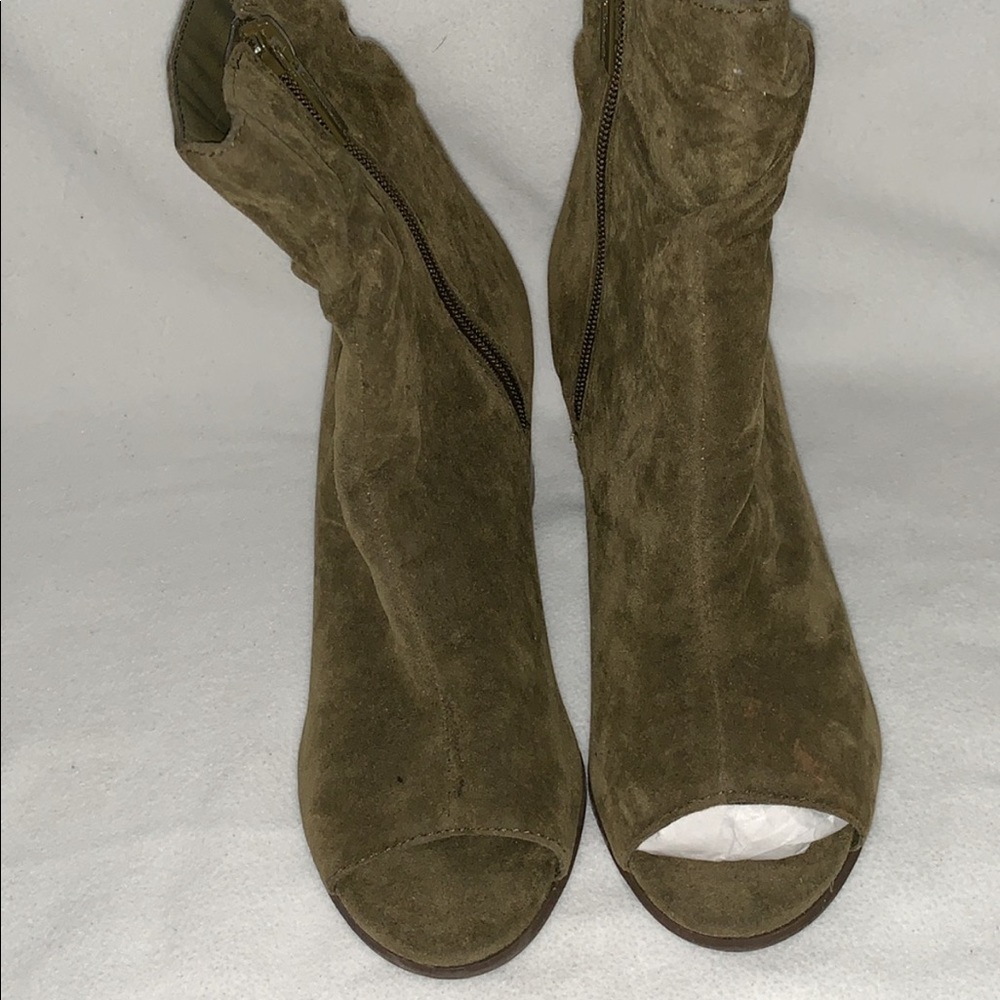 Green Suede Booties